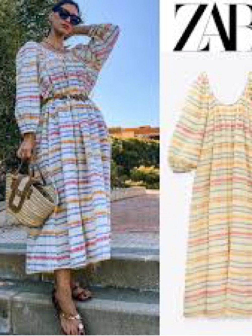 Zara Multicolour stripe Kaftan / Maxi dress XS-XL - Picture 5 of 10